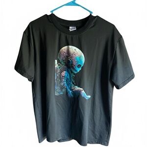 Futuristic Black Tee with Astronaut Print